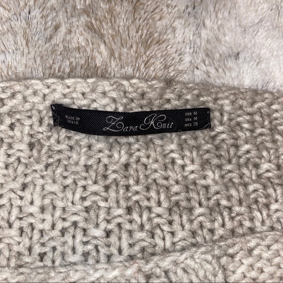 ZARA CABLE Chunky KNIT SWEATER in TAUPE GREY/TAN - Picture 3 of 7